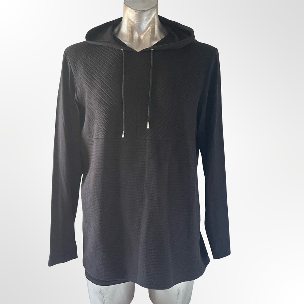 NWOT INC Black Hooded Long Sleeve Top in size L - Picture 6 of 6
